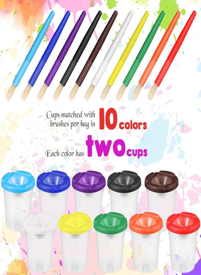 Marspark 40 Pieces Paint Cups with Lids for Kids Toddler No Spill Paint Cups with Brushes Acrylic Washable Spill Proof Painting Containers for Art Supplies Kids Early Learning Watercolor - Image 2
