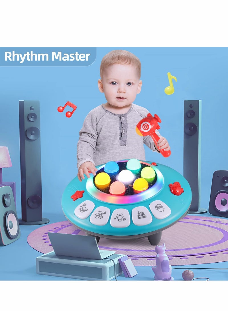 Barakah 8-in-1 Musial Pounding Board Baby Boy Toys Light-Up UFO Spaceship Hammer Educational Game for Toddler Fun Birthday Gifts for Kids - Image 4