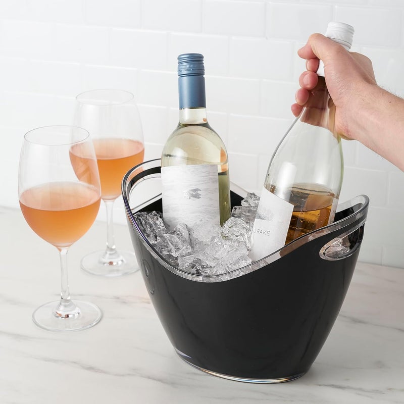 True Modern Wine & Champagne Bucket | Black Ice Beverage Tub - Indoor & Outdoor Great for Parties - 2 Bottles Capacity Champagne & Wine Chiller - 10.5" x 8.25" x 7.75" - Image 4