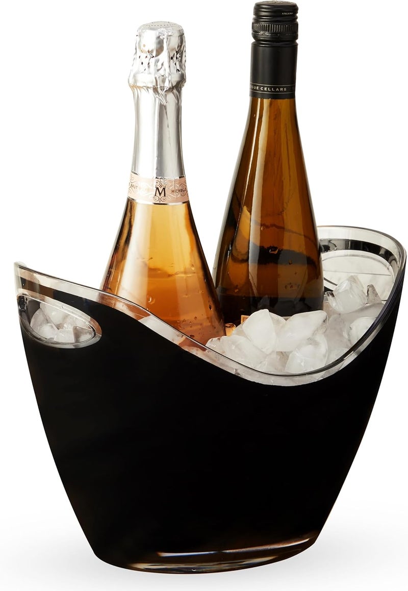 True Modern Wine & Champagne Bucket | Black Ice Beverage Tub - Indoor & Outdoor Great for Parties - 2 Bottles Capacity Champagne & Wine Chiller - 10.5" x 8.25" x 7.75" - Image 1