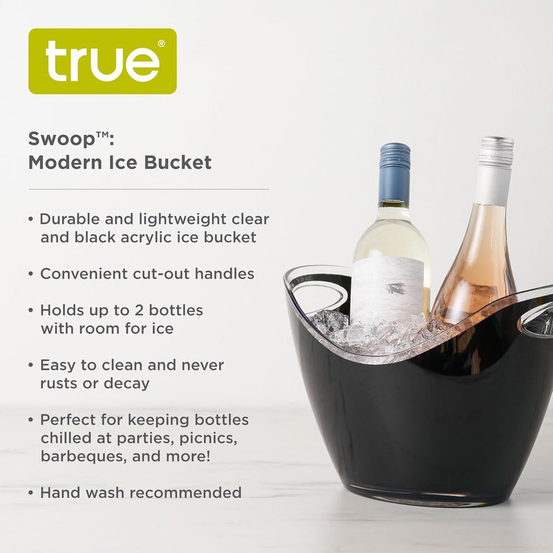 True Modern Wine & Champagne Bucket | Black Ice Beverage Tub - Indoor & Outdoor Great for Parties - 2 Bottles Capacity Champagne & Wine Chiller - 10.5" x 8.25" x 7.75" - Image 2