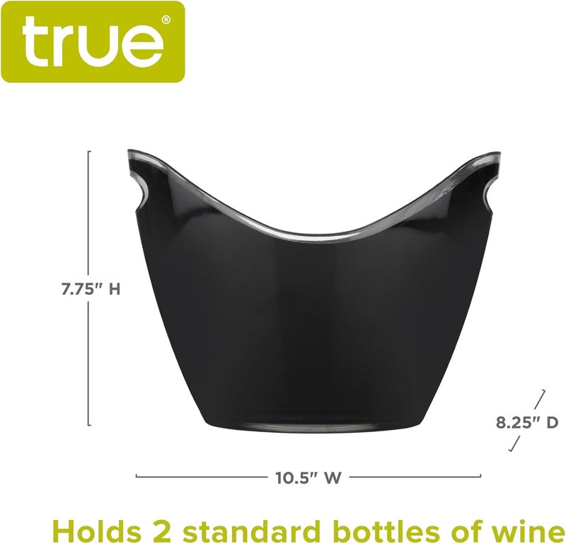 True Modern Wine & Champagne Bucket | Black Ice Beverage Tub - Indoor & Outdoor Great for Parties - 2 Bottles Capacity Champagne & Wine Chiller - 10.5" x 8.25" x 7.75" - Image 3