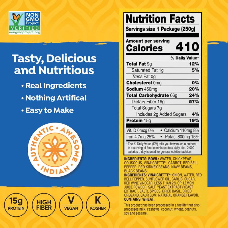 TASTY BITE Mediterranean Protein Bowl, 8.8 Ounce, Pack of 6, Ready to Eat, Microwaveable, Vegan, 14 Grams Plant Protein - Image 5