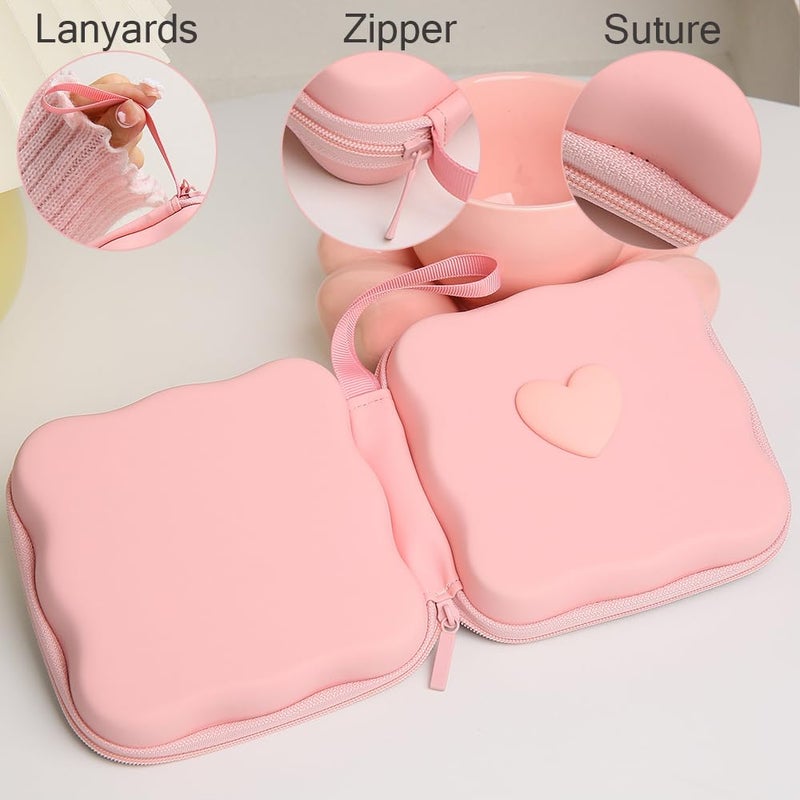 QLD COVER Charger Cover Storage Bag, Lovely 3D Love Heart Waves Design Charger Protector Travel Storage Case, Earphone Wire Saver Cable Cord Organizer Wireless Earphone Storage Box, Pink Love - Image 5