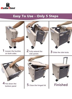 RollsTimi  48L Foldable Shopping Cart Beige – Compact Suitcase Cart For Shopping And Travel  - Image 5
