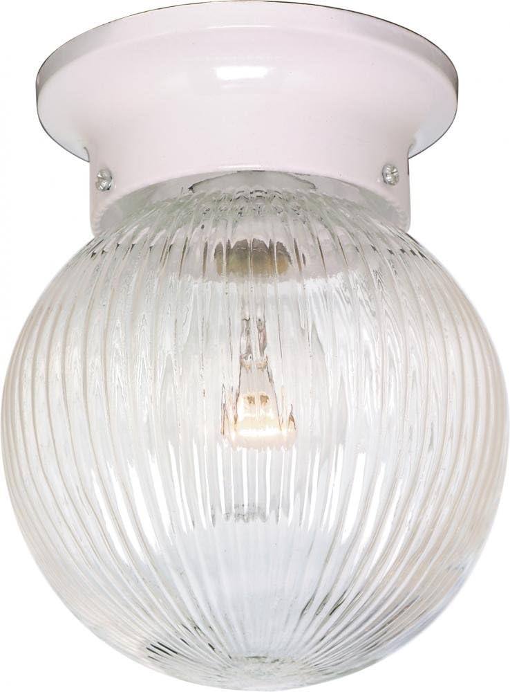 Nuvo NUVO SF76257 One Light Ceiling Fixture Flush Mount WhiteClear Ribbed Glass 1 Count Pack of 1 
