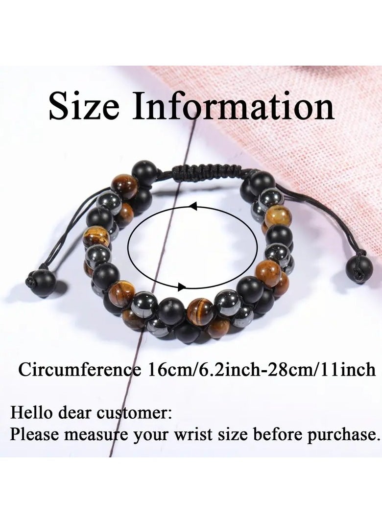 Generic Triple Protection Bracelet, Handmade Tigers Eye Black Obsidian u0026 Hematite 8mm Beads Bracelet For Men Wen, Bring Luck And Happiness  - Image 3
