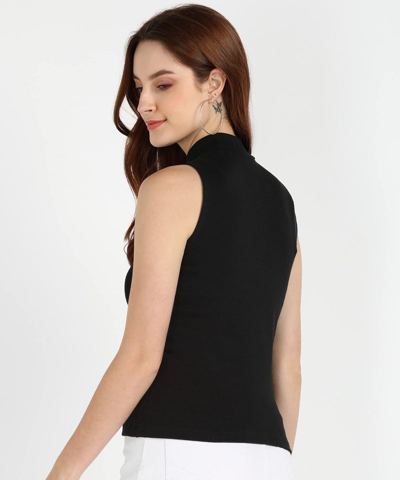 Rock Paper Scissors Womens Slim Fit Tank Top High Neck Cotton Top Stylish Women Top, Small - Image 2