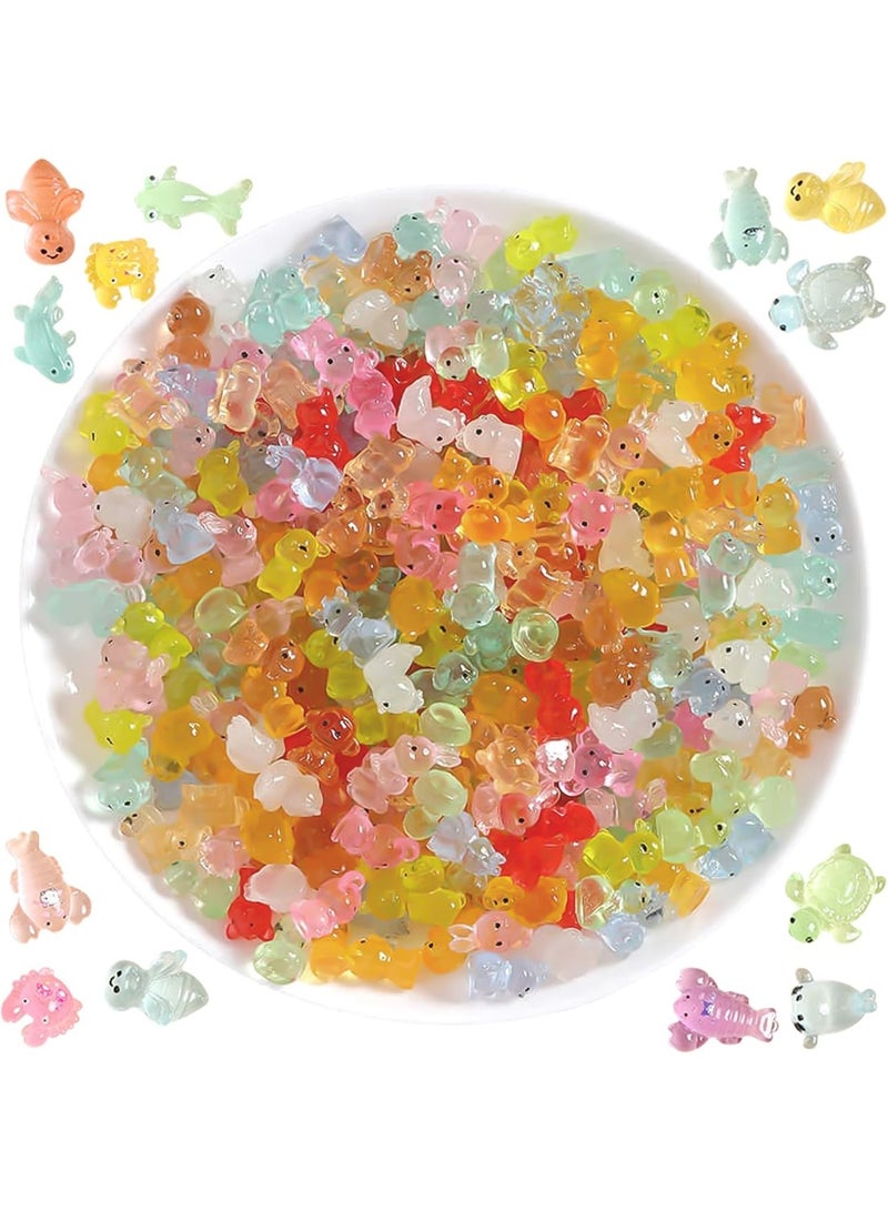 KOWVOWZ Mini Resin Animals, 120 Pcs Miniature Colourful Animal, Tiny Animals Glow in The Dark for Holiday Party Decor, Micro Fairy Garden Landscape Accessories - Image 1