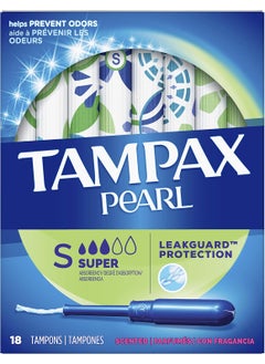 Tampax Tampax Pearl Plastic Tampons, Super Absorbency, Scented, 18 Count 