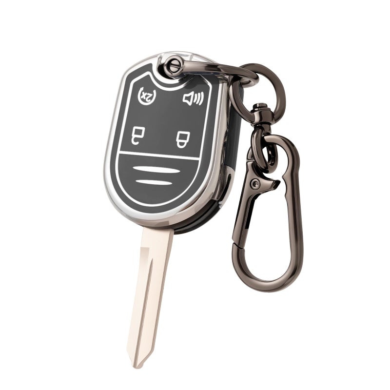 CHATYYD Key fob Cover for Ford with Keychain, Soft Car Key Case for Ford F-150 F-250 F-350 Super Duty Explorer Expedition Lincoln MKX 2011-2014 Accessories(Silver Edged Black) - Image 1