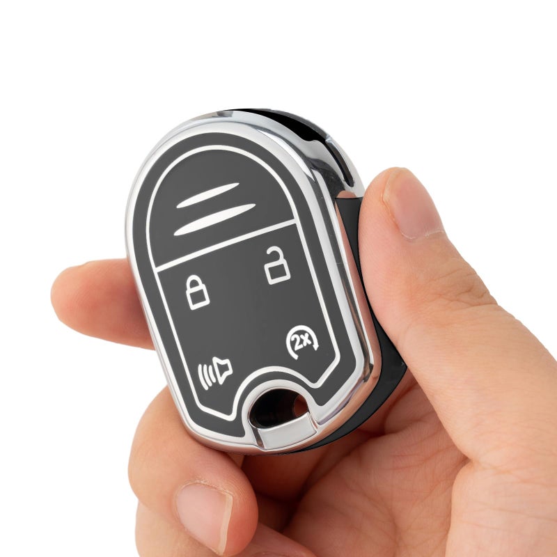 CHATYYD Key fob Cover for Ford with Keychain, Soft Car Key Case for Ford F-150 F-250 F-350 Super Duty Explorer Expedition Lincoln MKX 2011-2014 Accessories(Silver Edged Black) - Image 4