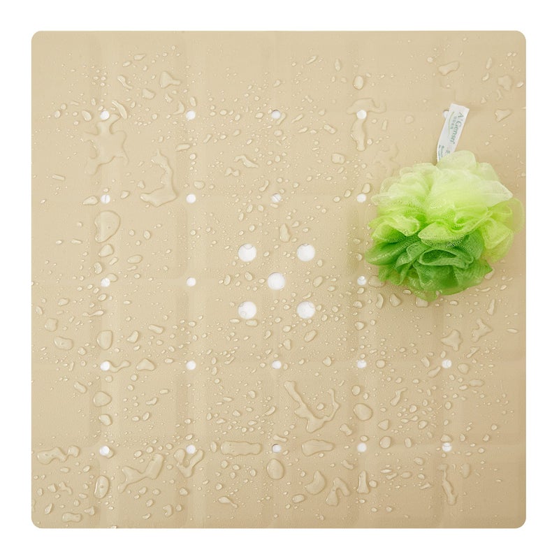 Webos Shower Mat for Textured SurfaceSilicone Non Slip Shower Mat Without Suction Cups Foldable  Square Bath Mat for Reglazed Tub Textured Shower Floor Beige 21x21