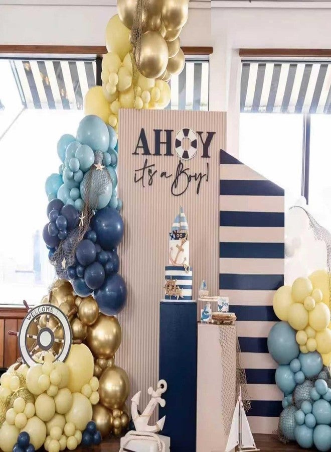 MEBAY Dusty Blue Balloon Garland Arch Kit, 166Pcs Retro Blue Pastel Baby Blue Macaroon Yellow Gold Metallic Balloons for Baby Shower Wedding Boy Birthday Decoration - Image 5