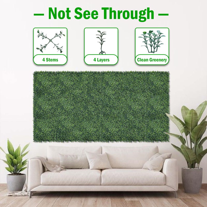 BCBLF 10x10Inch 12Pcs Grass Wall Panels, 4 Layers UV-Anti Boxwood Greenery Hedge with 50 Zip Ties, No Odor Artificial Fake Grass Backdrop for Indoor Outdoor Privacy, Birthday Wedding Decor, 8.3 SQ FT - Image 3