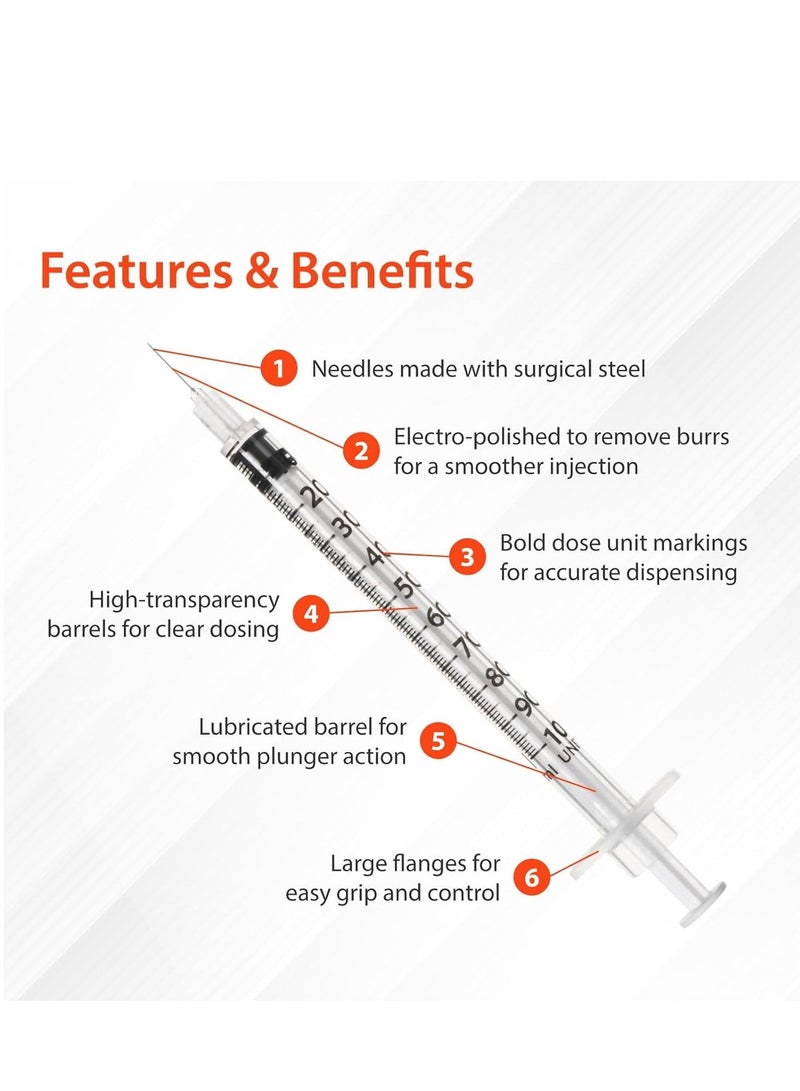 TERUMO nsulin Syringe 1mL with 29G 1/2 Inch Needle | Sterile Disposable | Individually Sealed for Accurate Diabetes Injection | Pack Of 25 - Image 3