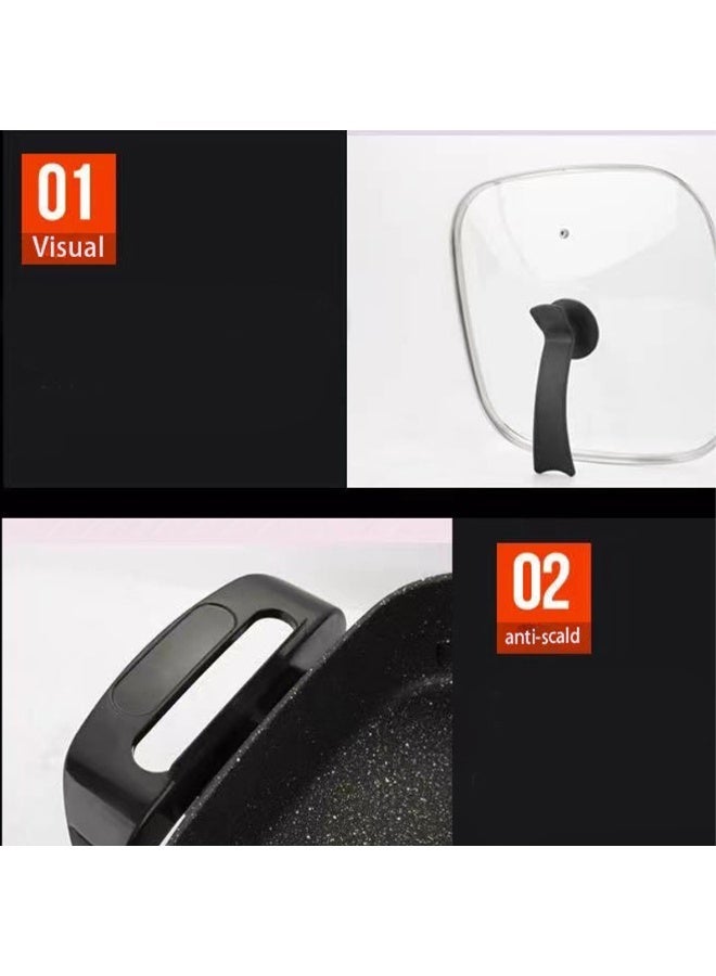 Smokeless Indoor Electric Wok Extra Nonstick Table Top Cook Non-Stick Indoor Adjustable Temperature Control - Image 3