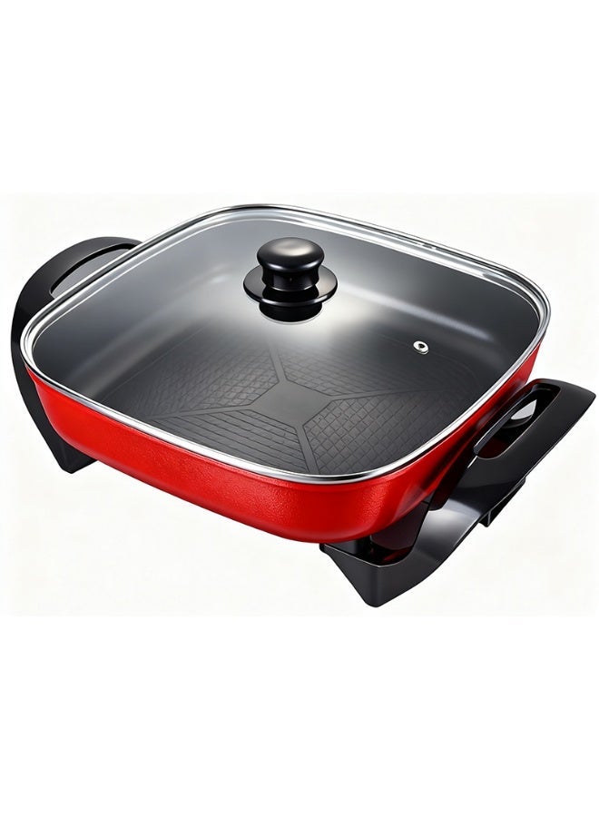 Smokeless Indoor Electric Wok Extra Nonstick Table Top Cook Non-Stick Indoor Adjustable Temperature Control - Image 1