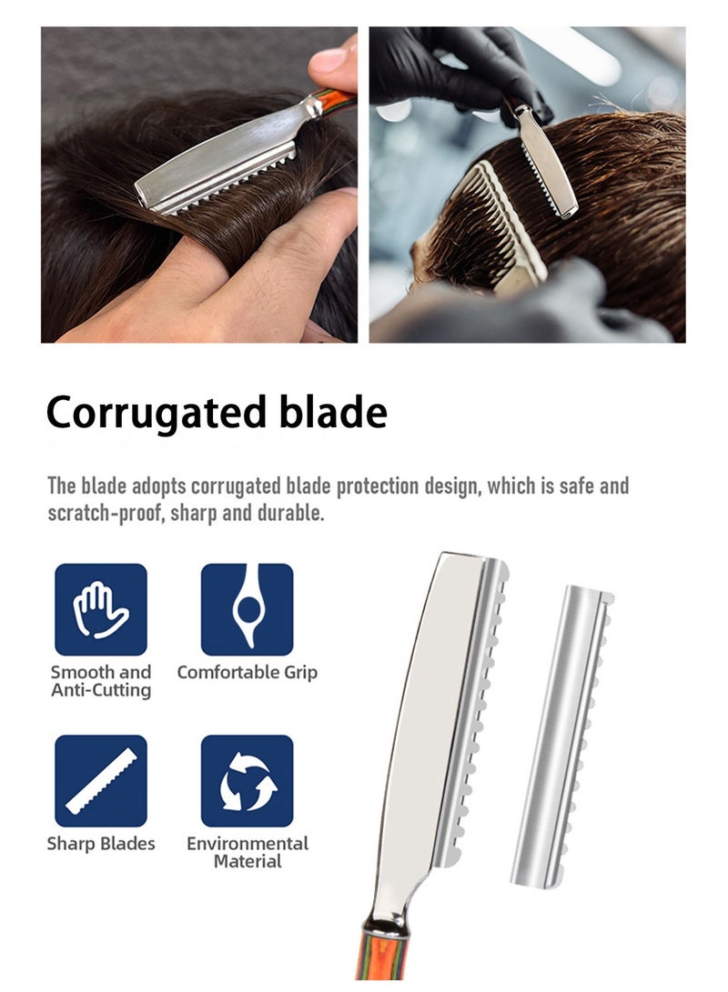 Joudi Hairdressing Set with 10 Stainless Steel Blades, Professional hair thinning knife Solid wood handle - Image 5