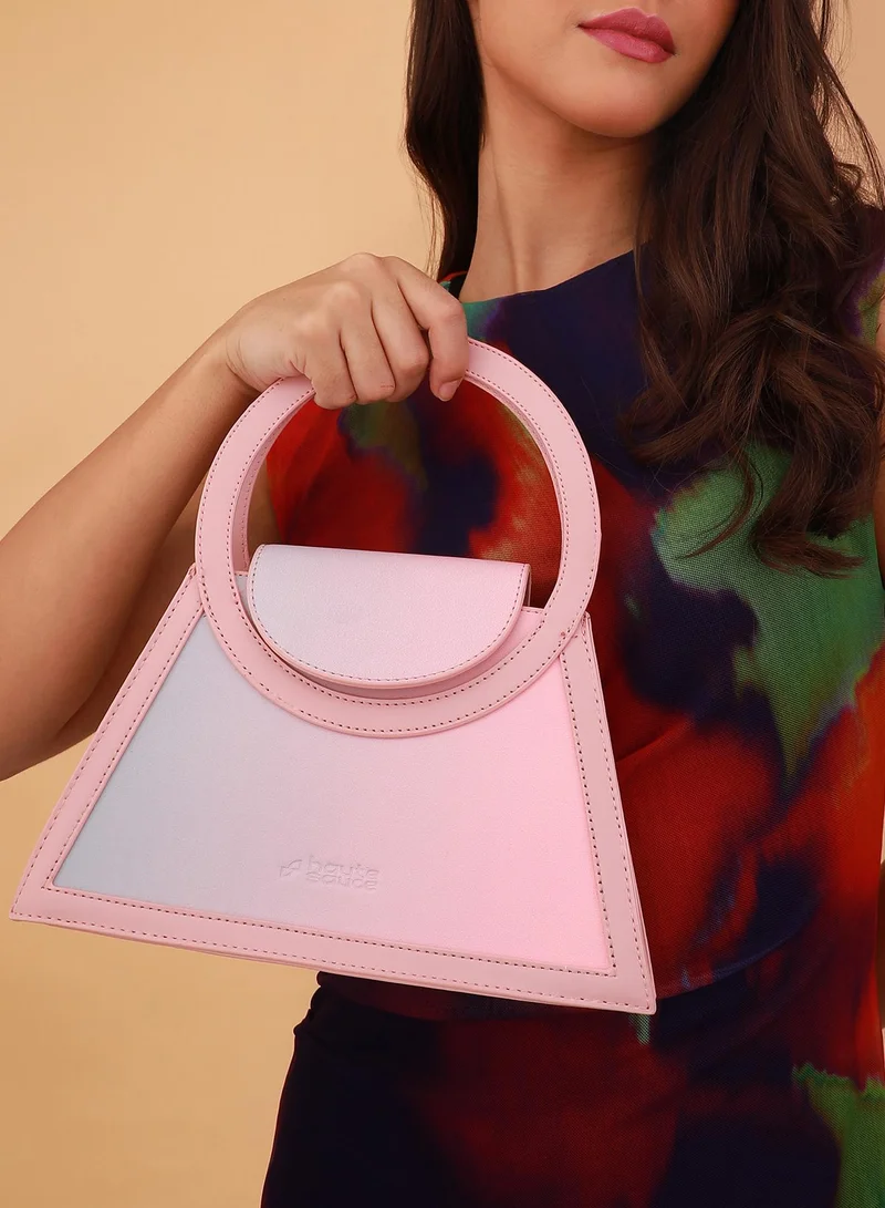 Haute Sauce Colour block Magnet Lock Regular Vegan Leather Hand Bag For Women