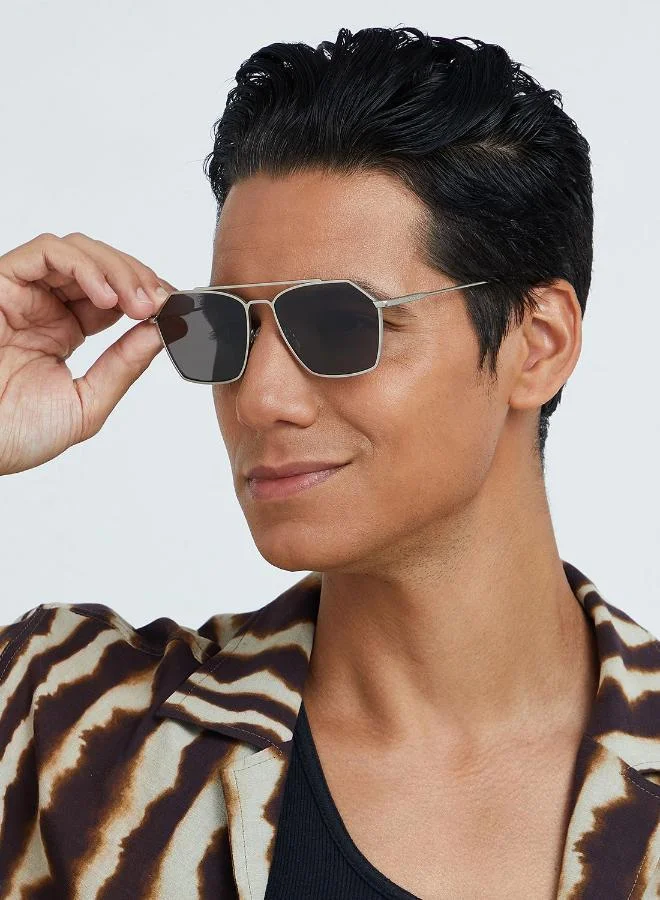 30Sundays Figaro,Men Sunglasses, Aviator Sunglasses, UV Protection: UV400 (Silver,Grey)