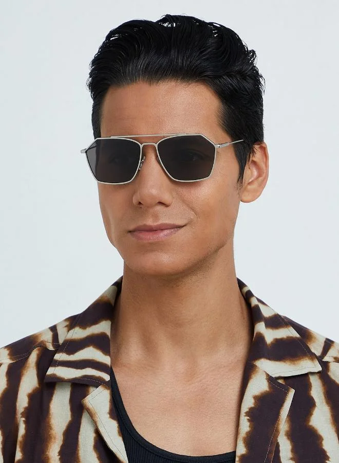 30Sundays Figaro,Men Sunglasses, Aviator Sunglasses, UV Protection: UV400 (Silver,Grey)