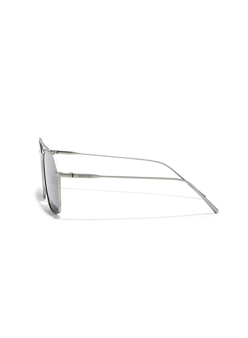 30Sundays Figaro,Men Sunglasses, Aviator Sunglasses, UV Protection: UV400 (Silver,Grey)