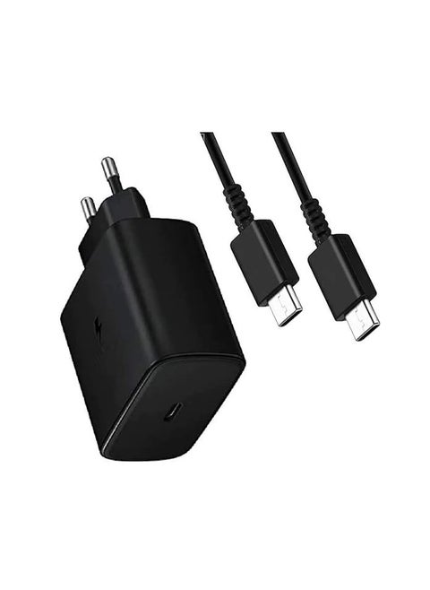 45W USB Type-C to USB Type-C Super Fast Charging Compatible Adapter with Cable Black