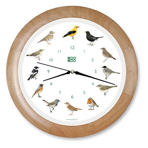 KOOKOO Singvogel Wood, Singing birdclock Includes 12 Genuine Original Field Recordings from Native Songbirds - Image 1