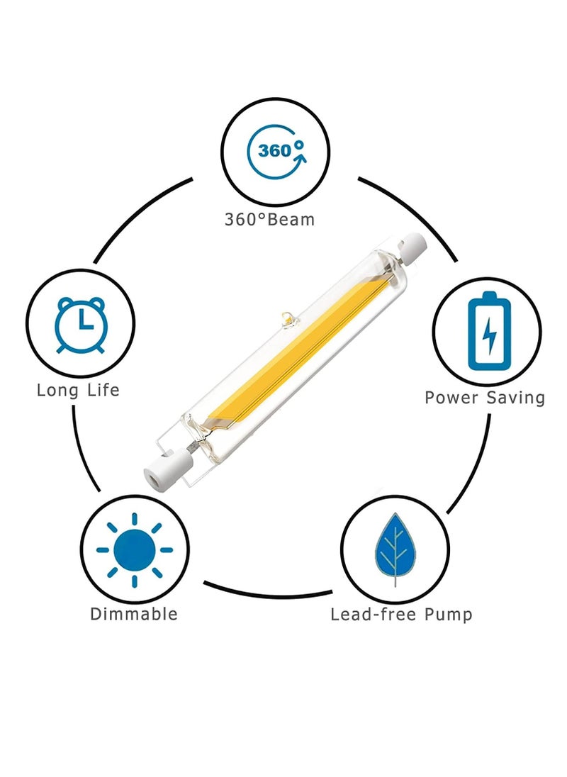 Excefore - R7S LED Bulbs 118mm 10W, R7S LED COB Dimmable Cool White 6000K, Equivalent Halogen Lamp J118 200W, Replacement Reflector Energy Saving Linear Projector Light - Image 1
