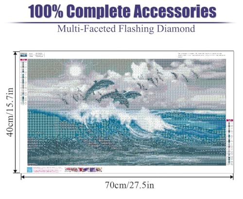 BOHADIY Diamond Painting KitsLarge 5D DIY Fish Ocean Beach Diamond Painting Kits for AdultsDIY Full Drill Crystal Rhinestone Arts and Gem Art Painting with Diamond Home Wall Decor 28X16inch - Image 3
