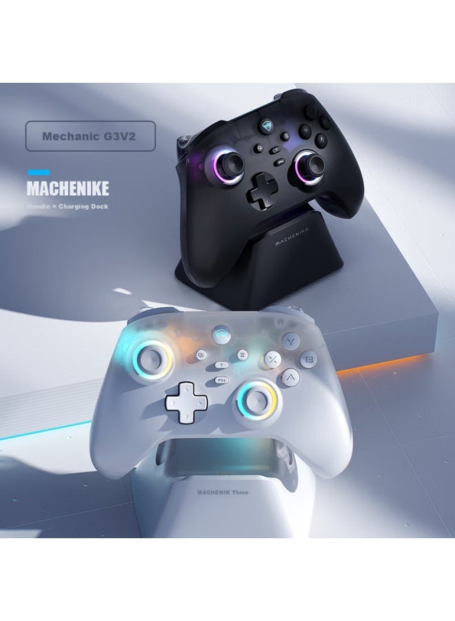 MACHENIKE Machenike (machenike) G3v2 2.4g/wired/bluetooth Three-mode Game Controller Four-hall Dual 1000hz Return Rate Rgb 1000mah Yan Yun Sixteen Sound Snow White  - Image 1