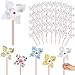 Simgoing 200 Pcs DIY Pinwheels for Kids Party Favor Paper Summer Craft Kits Bulk White Pinwheels for School Art Group Activities Scare Birds Garden Party Supplies 250th Anniversary July 4 512 Inch - Image 4