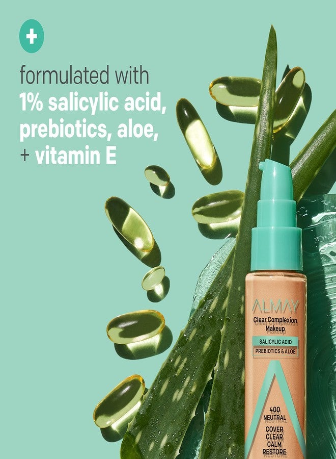 Almay Clear Complexion Acne Foundation Makeup with Salicylic Acid, Medium Coverage, Soft Matte Finish, Hypoallergenic, Cruelty- & Fragrance-Free, Dermatologist Tested, 600 Sun Beige, 1 fl oz - Image 3