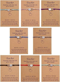 Y&D Teacher Blessing Card Bracelets Adjustable Teaching Wish Gifts for Thank You Appreciation Graduation Birthday Day Gift  - Image 1