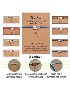 Y&D Teacher Blessing Card Bracelets Adjustable Teaching Wish Gifts for Thank You Appreciation Graduation Birthday Day Gift  - Image 2
