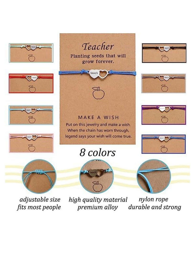 Y&D Teacher Blessing Card Bracelets Adjustable Teaching Wish Gifts for Thank You Appreciation Graduation Birthday Day Gift  - Image 2