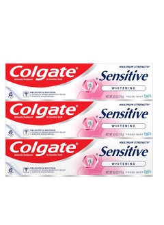 Colgate Whitening Toothpaste for Sensitive Teeth, Enamel Repair and Cavity Protection, Fresh Mint Gel, 6 Oz (Pack of 3)
