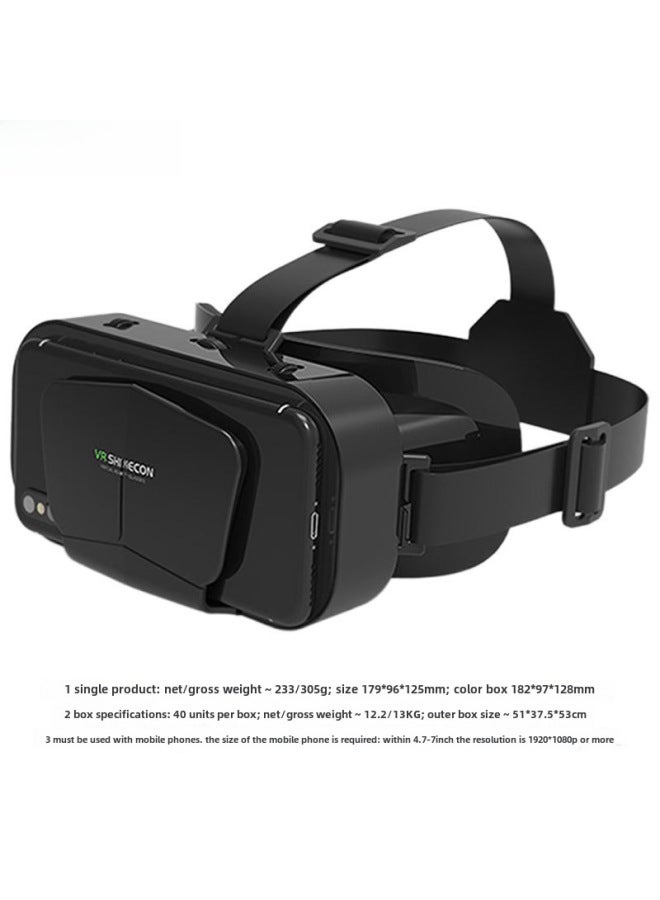 3D Virtual Reality Headset G10 Mobile Cinema Gaming Helmet Portable Lightweight VR Glasses For Smartphones Student Adult Elderly-Color:G10 Black (English)-Standard Edition