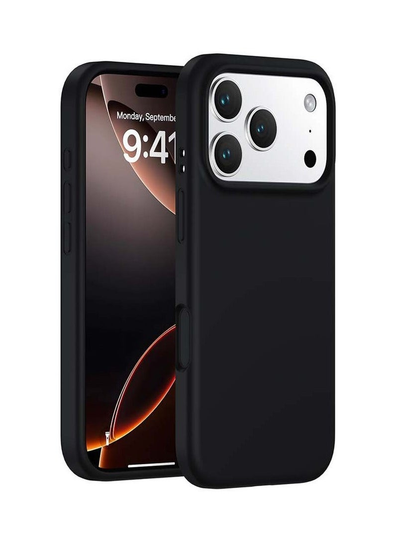 أكاليكس جراب سيليكون متوافق مع iPhone 17 Pro Max، جراب هاتف سيليكون سائل رفيع مع مصد مطاطي ناعم مقاوم للصدمات مكون من 3 طبقات مع بطانة من مادة TPU (أسود) - Image 1