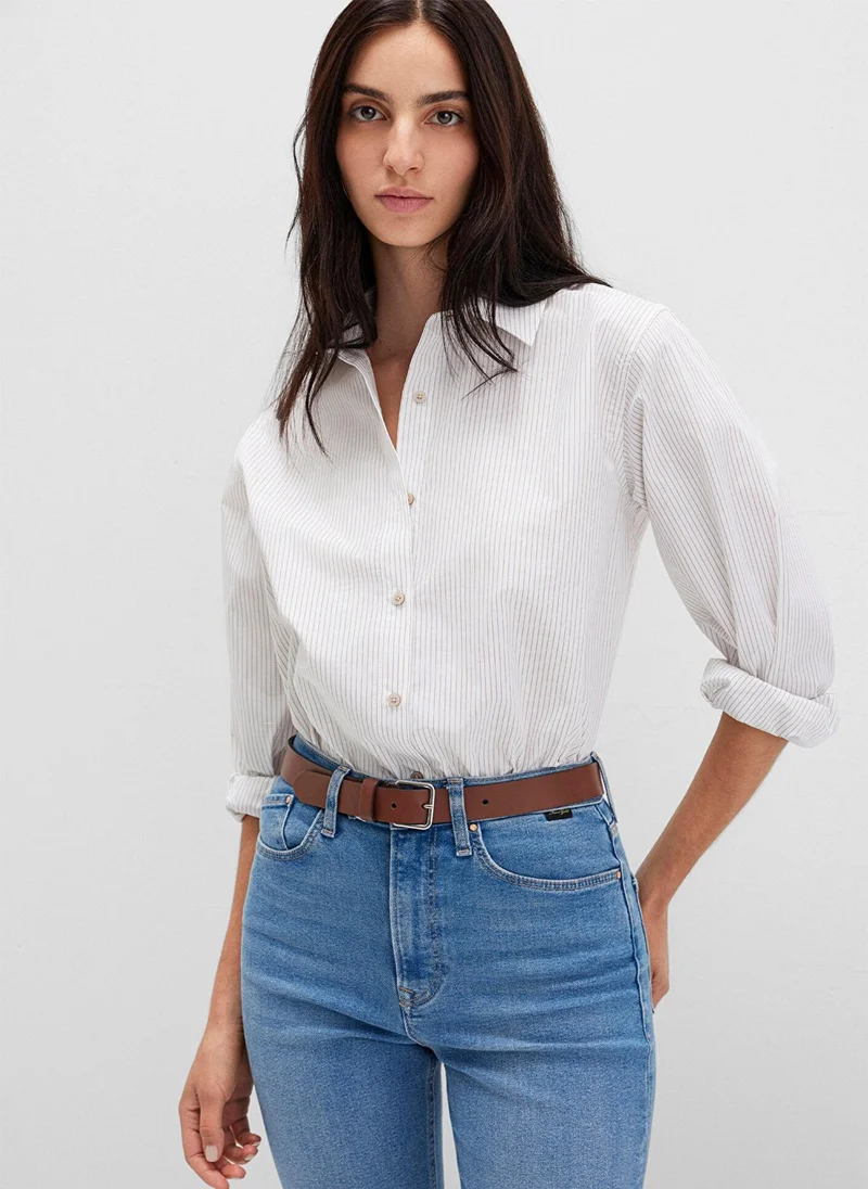 مافي Striped White Shirt