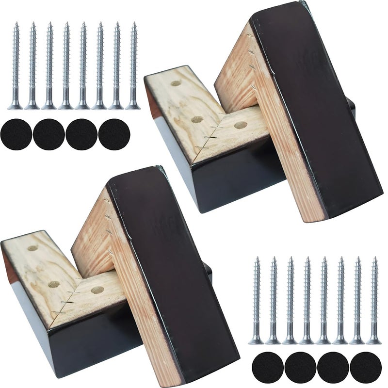Btibpse 2 Inch Wooden SofaBed Riser L Shaped Wood Furniture LegsCouch LegsReplacement Sofa FeetDresser Leg Set of 4 LShaped Black