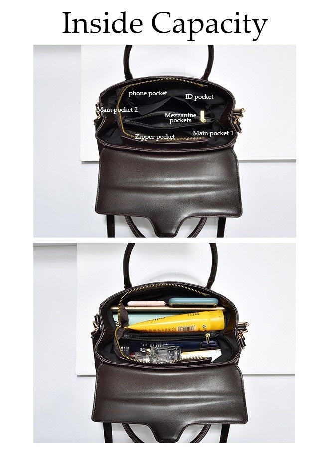 موسيسو حقيبة توت نسائية عتيقة بأحجام كبيرة، حقيبة يد مصنوعة من الجلد الصناعي، حقيبة كتف مصممة بشكل عصري مع حزام قابل للفصل للسيدات. - Image 5