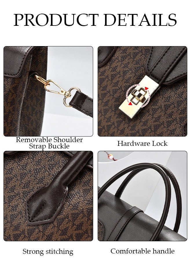 موسيسو حقيبة توت نسائية عتيقة بأحجام كبيرة، حقيبة يد مصنوعة من الجلد الصناعي، حقيبة كتف مصممة بشكل عصري مع حزام قابل للفصل للسيدات. - Image 4