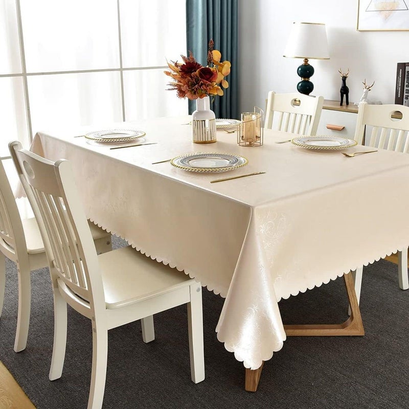 ELECDON Rectangle Vinyl Tablecloth,100% Waterproof Heavy Duty Oil Spill Proof Stain Resistant Plastic PU Table Cover with Flannel Backing for Kitchen/Dining/Parties - Image 2