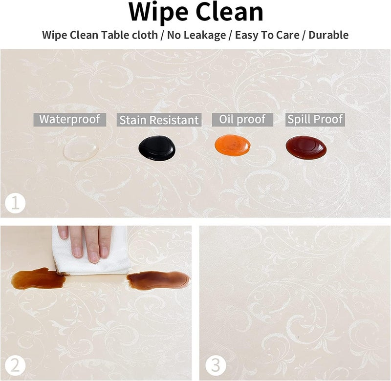 ELECDON Rectangle Vinyl Tablecloth,100% Waterproof Heavy Duty Oil Spill Proof Stain Resistant Plastic PU Table Cover with Flannel Backing for Kitchen/Dining/Parties - Image 5