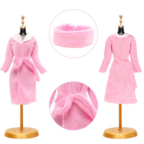 ENOCHT 19 Pcs Doll Clothes and Accessories Including 4 Pajamas 1 Bathrobe 1 Bath Towel 2 Scarf and 3 Slippers for 11.5 inch Girl Doll - Image 5