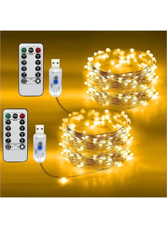 Color Changing Star USB Fairy String Lights 33FT 100LED Silver Wire Copper Wire 4 Colors Changing 8 Lighting Modes Remote Control For Craft Bedroom Ceiling Christmas Decoration - Image 1