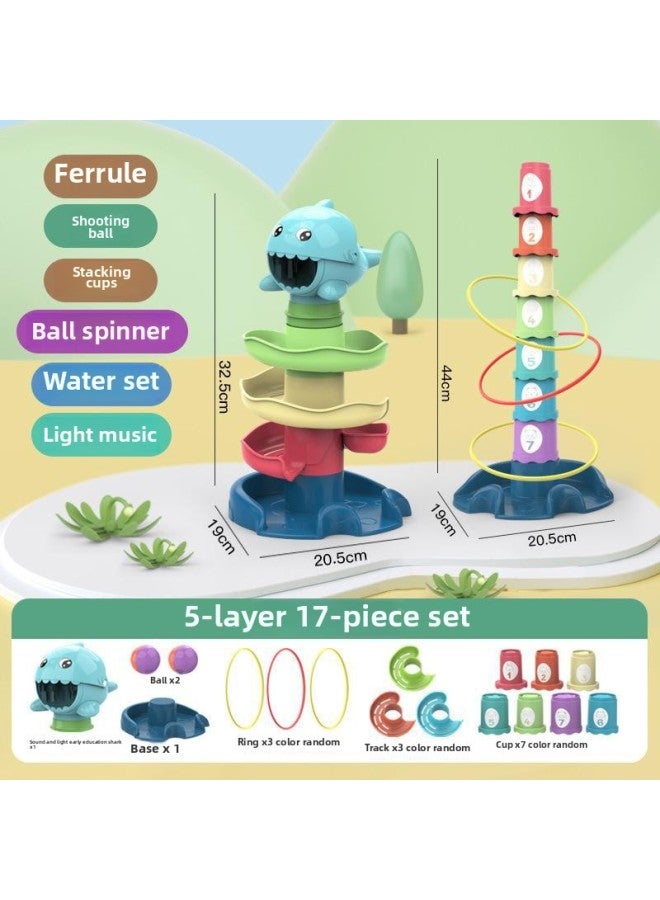 Special For Track Transfer Puzzle Early Education Rolling Ball Sliding Ball Tower Jengle Children's Toys Wholesale-Color:5 Layers 17 Pieces With Sound And Light Music  - Image 1