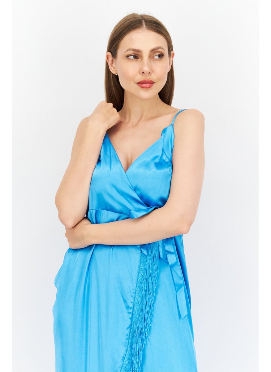 RIVER ISLAND Women Plain Wrap Dress, Blue  - Image 2